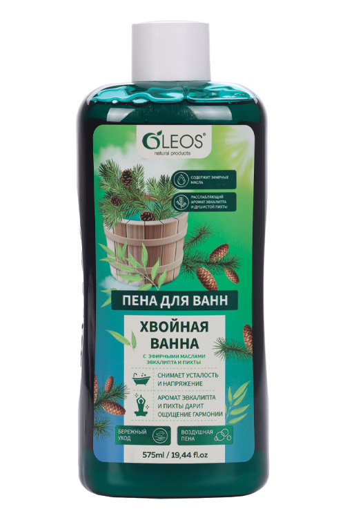 Oleos Пена для ванн Хвойная ванна, пена для ванн, 575 мл, 1 шт, с эфирными маслами эвкалипта и пихты фото