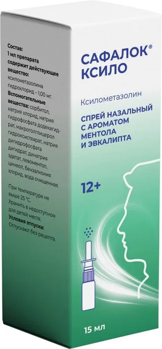 Сафалок Ксило с ароматом ментола и эвкалипта, 0.1 %, спрей назальный, 15 мл, 1 шт. фото