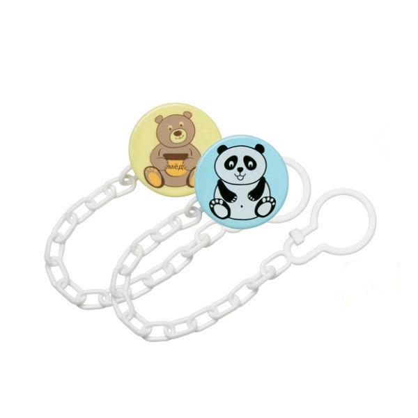 Курносики прищепка для пустышки с цепочкой Мишутка, 1 шт, в ассортименте, арт. 19554 фото