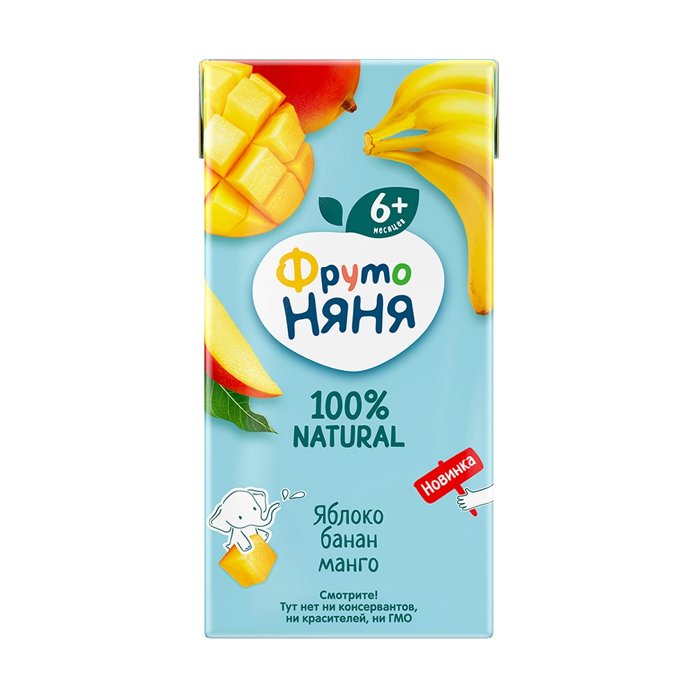 Фрутоняня Нектар, сок, 200 мл, 1 шт, яблоко + банан + манго фото
