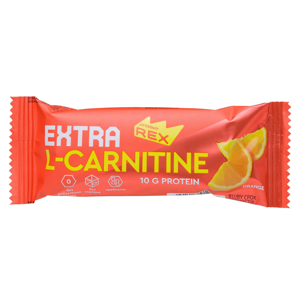 ProteinRex Extra L-карнитин батончик с высоким содержанием протеина, 40 г, 1 шт, апельсин фото