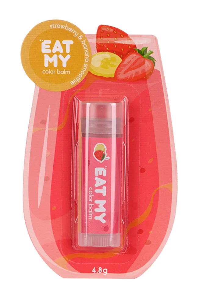 EAT MY Бальзам для губ, бальзам, 4.8 г, 1 шт, клубнично-банановый смузи фото