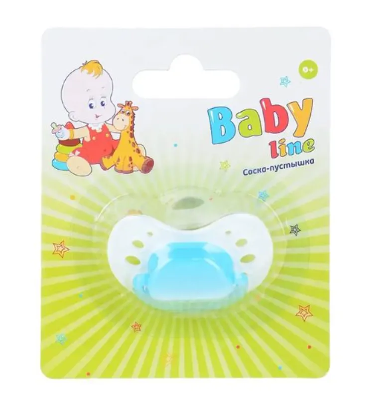 Babyline Соска-пустышка детская силиконовая, 0+ мес, 1 шт, голубого цвета, арт. S1-0305 фото