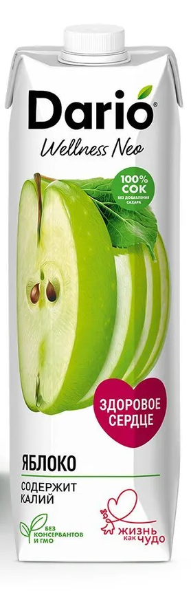 Dario Wellness Neo Яблоко, сок, 1л, 1 шт, яблоко фото