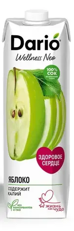 Dario Wellness Neo Яблоко, сок, 1л, 1 шт, яблоко фото