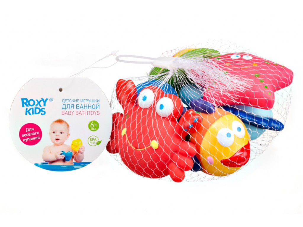 Roxy-kids Набор игрушек для ванны Морские обитатели 6 мес+, 1 шт, набор 6 шт. фото