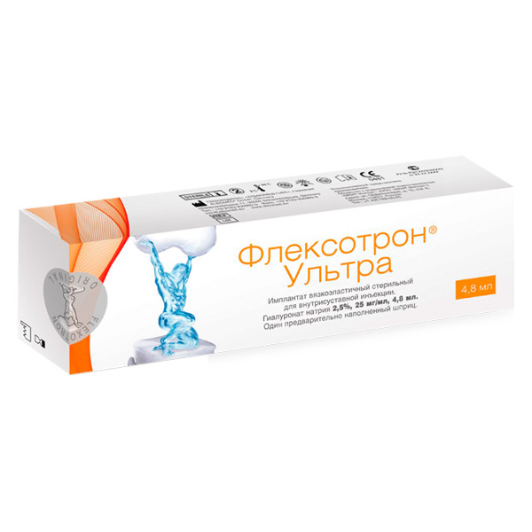 Флексотрон Ультра Имплантат вязкоэластичный, 2.5%, раствор для внутрисуставного введения, 4,8мл, 1 шт. фото