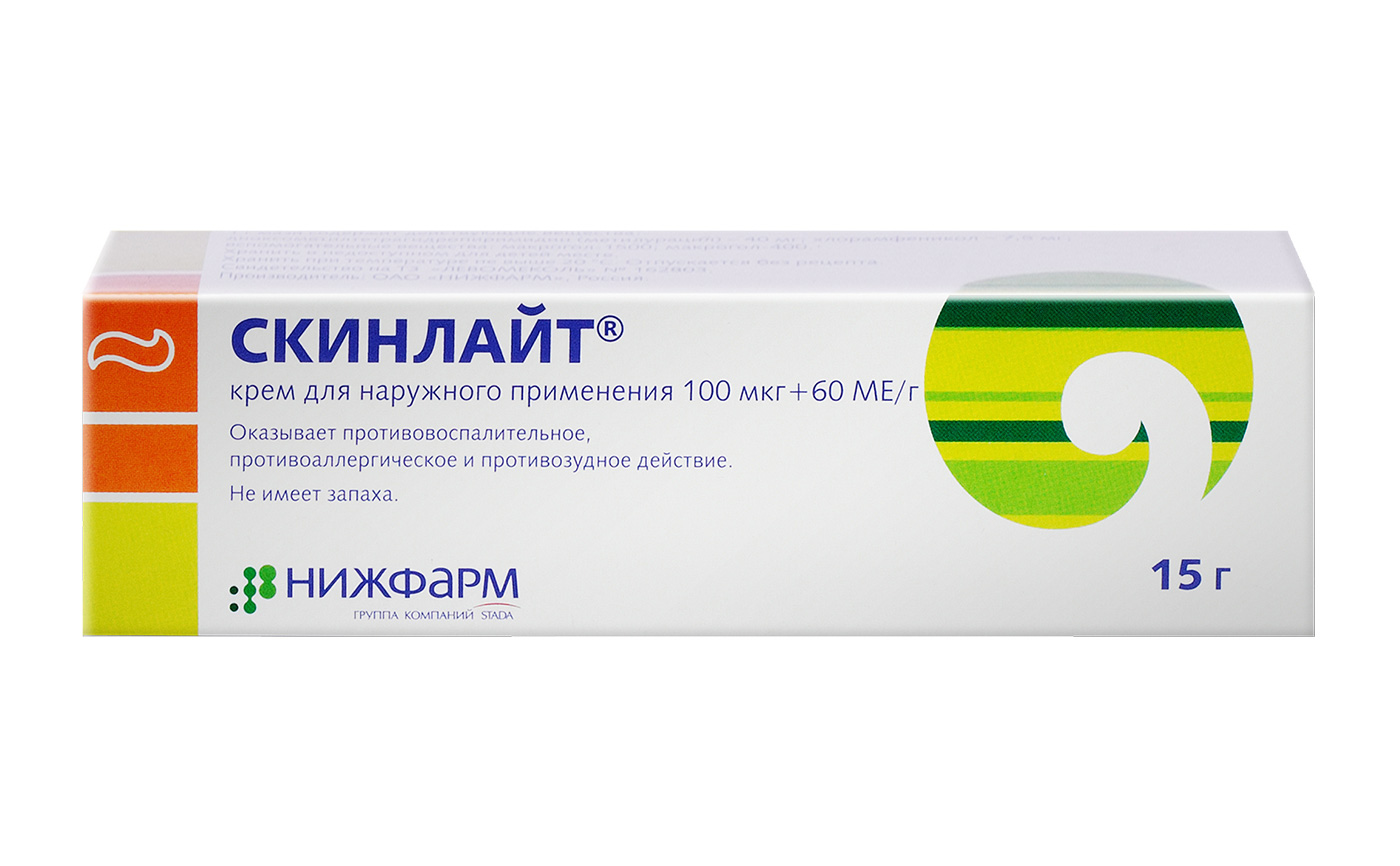 Скинлайт, 100 мкг + 60 МЕ/г, крем для наружного применения, 15 г, 1 шт. фото