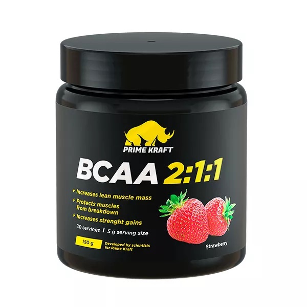 Prime kraft BCAA 2:1:1, порошок, 150 г, 1 шт, клубника фото