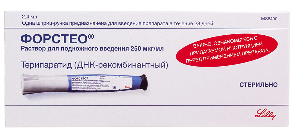 Форстео, 250 мкг/мл, раствор для подкожного введения, 2.4 мл, 1 шт. фото