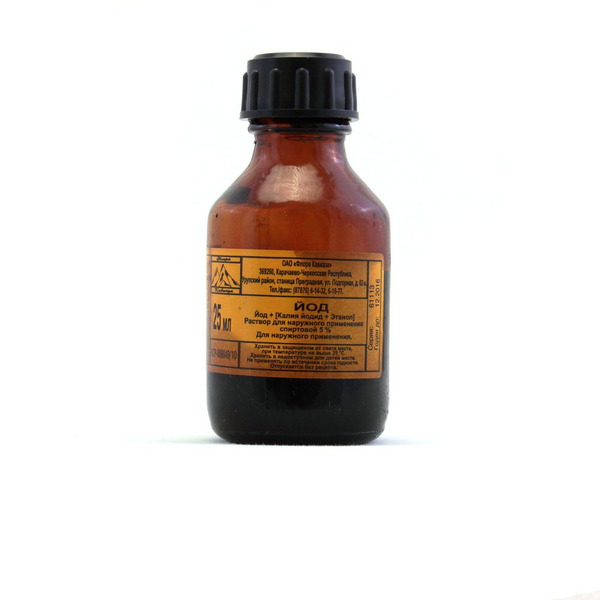 Йод, 5%, раствор для наружного применения спиртовой, 25 мл, 1 шт. фото