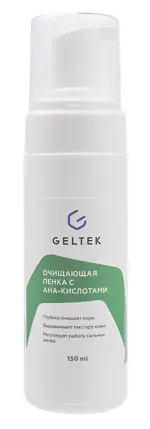 Geltek пенка очищающая с AHA-кислотами, пенка для умывания, 150 мл, 1 шт. фото