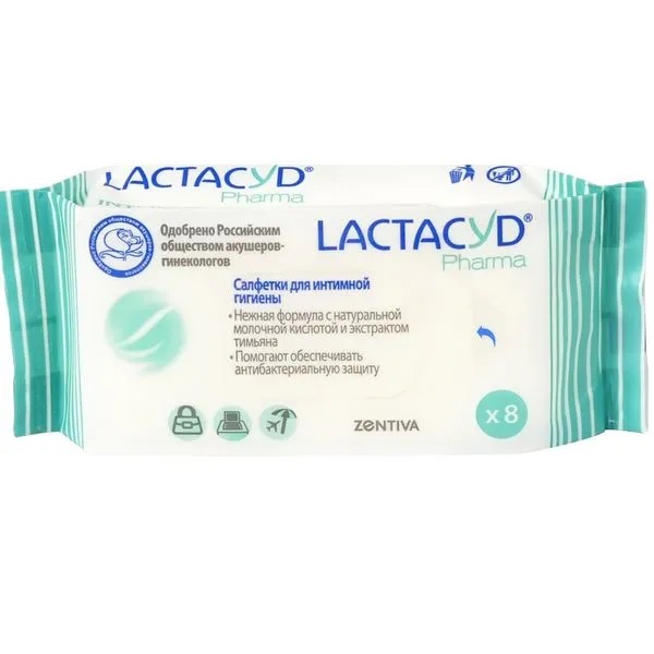 Lactacyd Салфетки для интимной гигиены с тимьяном, салфетки гигиенические, 8 шт. фото