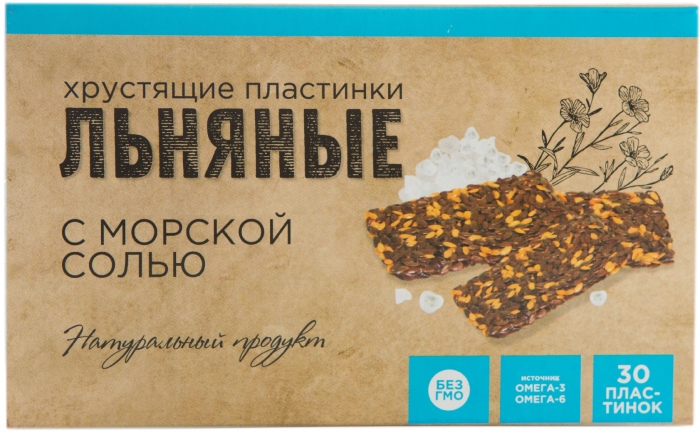 Льняные хрустящие пластинки с морской солью, 30 шт. фото