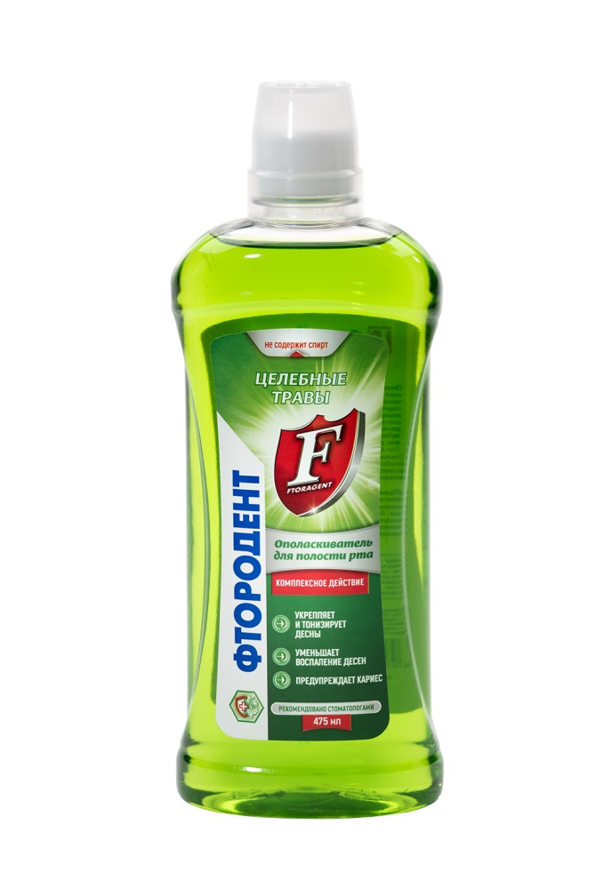 Фтородент Ополаскиватель для полости рта, раствор для полоскания полости рта, 475 мл, 1 шт, целебные травы, с фтором фото