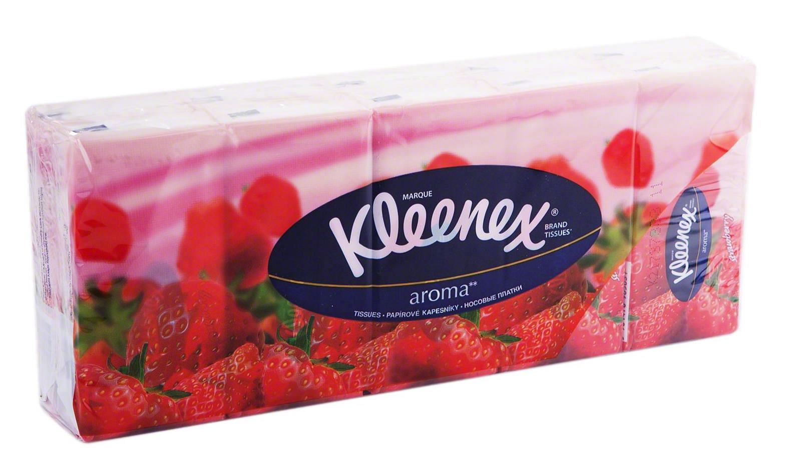 Kleenex Платки носовые бумажные клубника, 100 шт, 10х10 фото