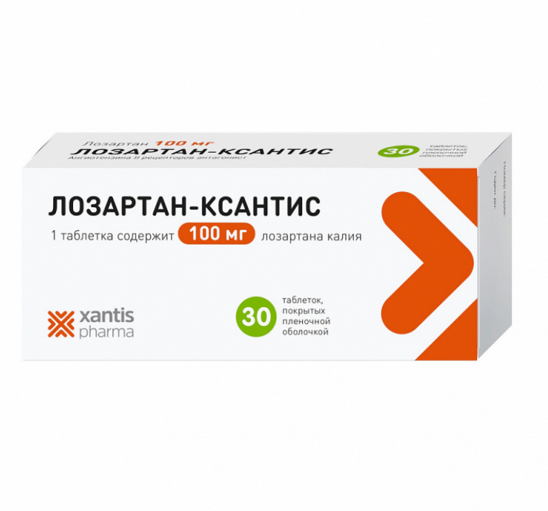 Лозартан-Ксантис, 100 мг, таблетки, покрытые пленочной оболочкой, 30 шт. фото