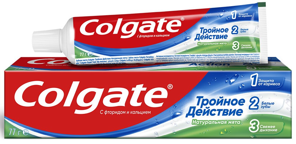 Colgate Тройное Действие, паста зубная, 50 мл, 1 шт, натуральная мята фото