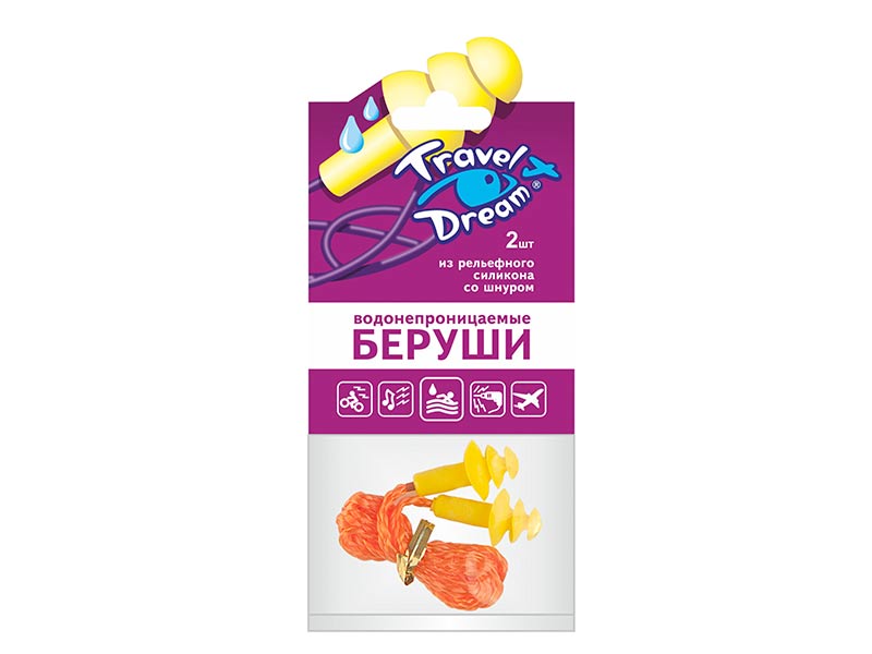 Беруши Travel Dream со шнуром, 2 шт, водонепроницаемые фото