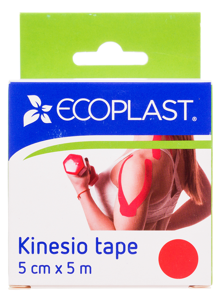 Ecoplast Kinesio tape, 5 см х 5 м, кинезио тейп, 1 шт, красный фото