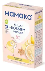 Мамако каша кукурузная на козьем молоке, 6+ мес, каша детская молочная, 200 г, 1 шт, банан + груша фото
