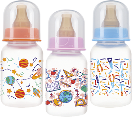 Курносики Бутылочка с латексной соской 0+, 125 мл, 1 шт, цвет в ассортименте, с рисунком, арт. 11146 фото