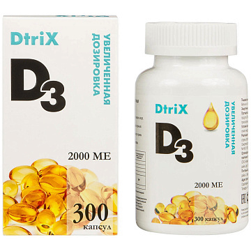 DtriX Витамин Д3, 2000 МЕ, капсулы, 300 шт. фото