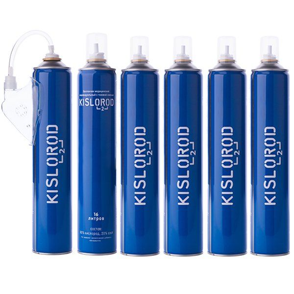 Kislorod Баллончик кислородный K16L-M, газ сжатый, 16 л, 6 шт, в комплекте с маской фото