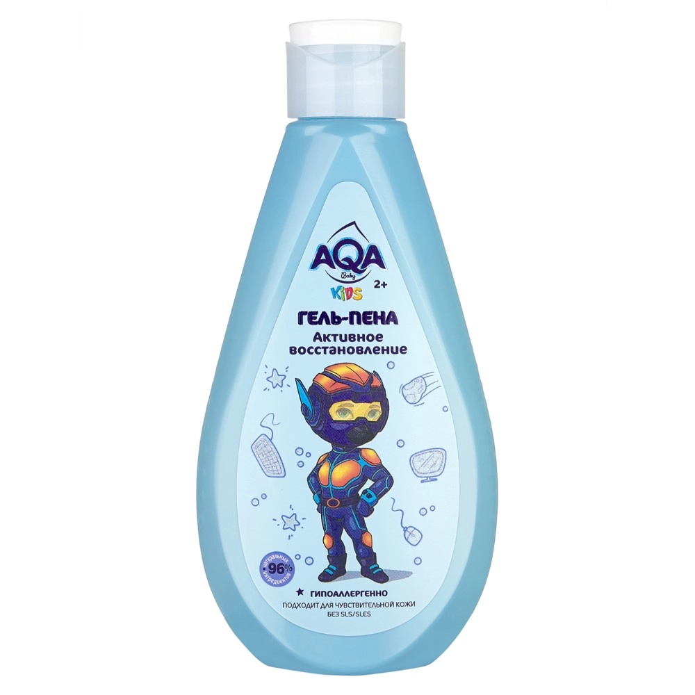 Aqa baby kids гель-пена для купания мальчиков активное восстановление, пенка, 250 мл, 1 шт. фото