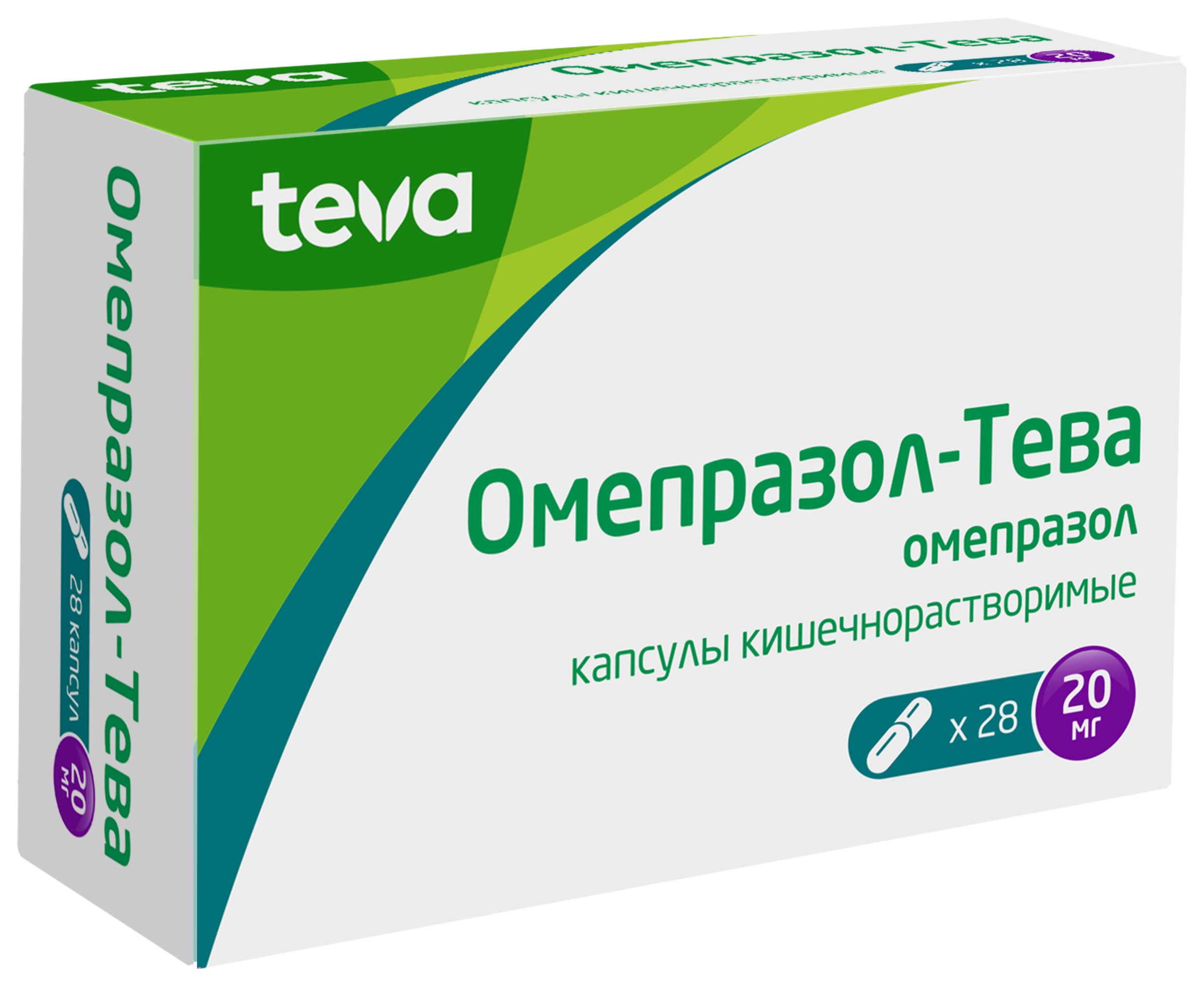 Омепразол-Тева, 20 мг, капсулы кишечнорастворимые, 28 шт. фото