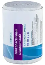 Meridian Бинт медицинский эластичный, 10 см х 3 м, 1 шт, средней растяжимости фото
