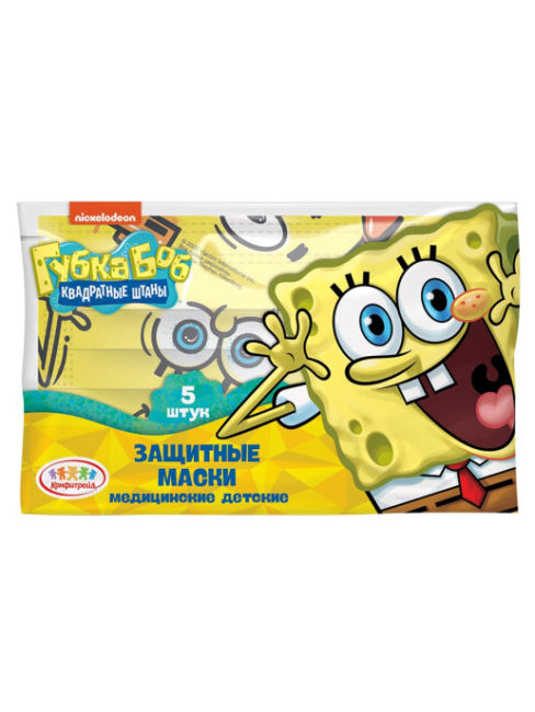 Маска медицинская детская Классик, 5 шт, Спанч Боб/ Щенячий патруль фото