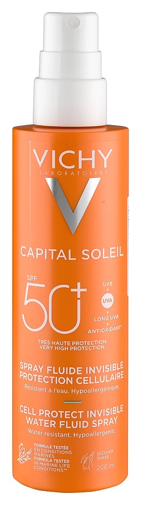 Vichy Capital Soleil легкий солнцезащитный спрей-флюид для лица, спрей, 200 мл, 1 шт, SPF 50+ фото