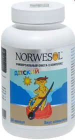 Норвесол Омега-3 детский, 710 мг, капсулы, 60 шт, со вкусом апельсина, для детей с 3 лет фото