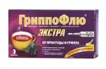 Гриппофлю экстра от простуды и гриппа, порошок для приготовления раствора для приема внутрь, 13 г, 3 шт, черная смородина фото