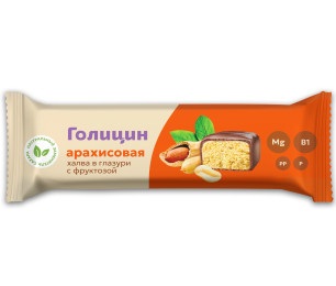 Голицин Халва арахисовая в шоколадной глазури на фруктозе, 68 г, 1 шт, без сахара фото