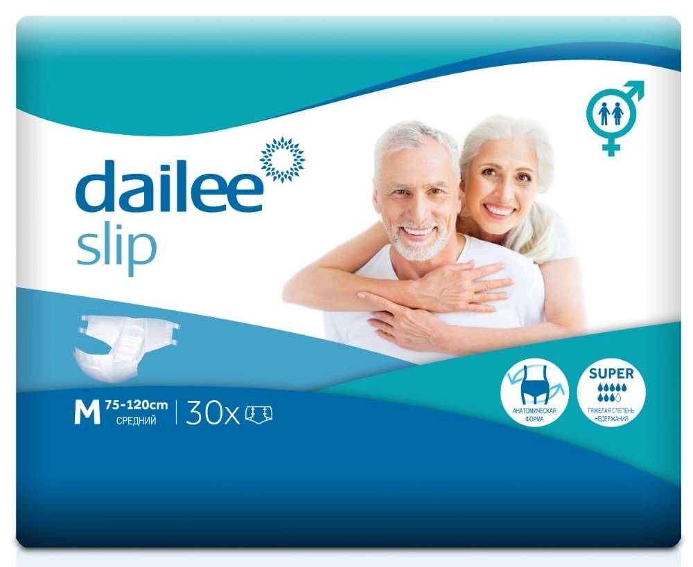 Dailee Slip Super Подгузники для взрослых, Medium M (2), 30 шт, тяжелая степень недержания фото