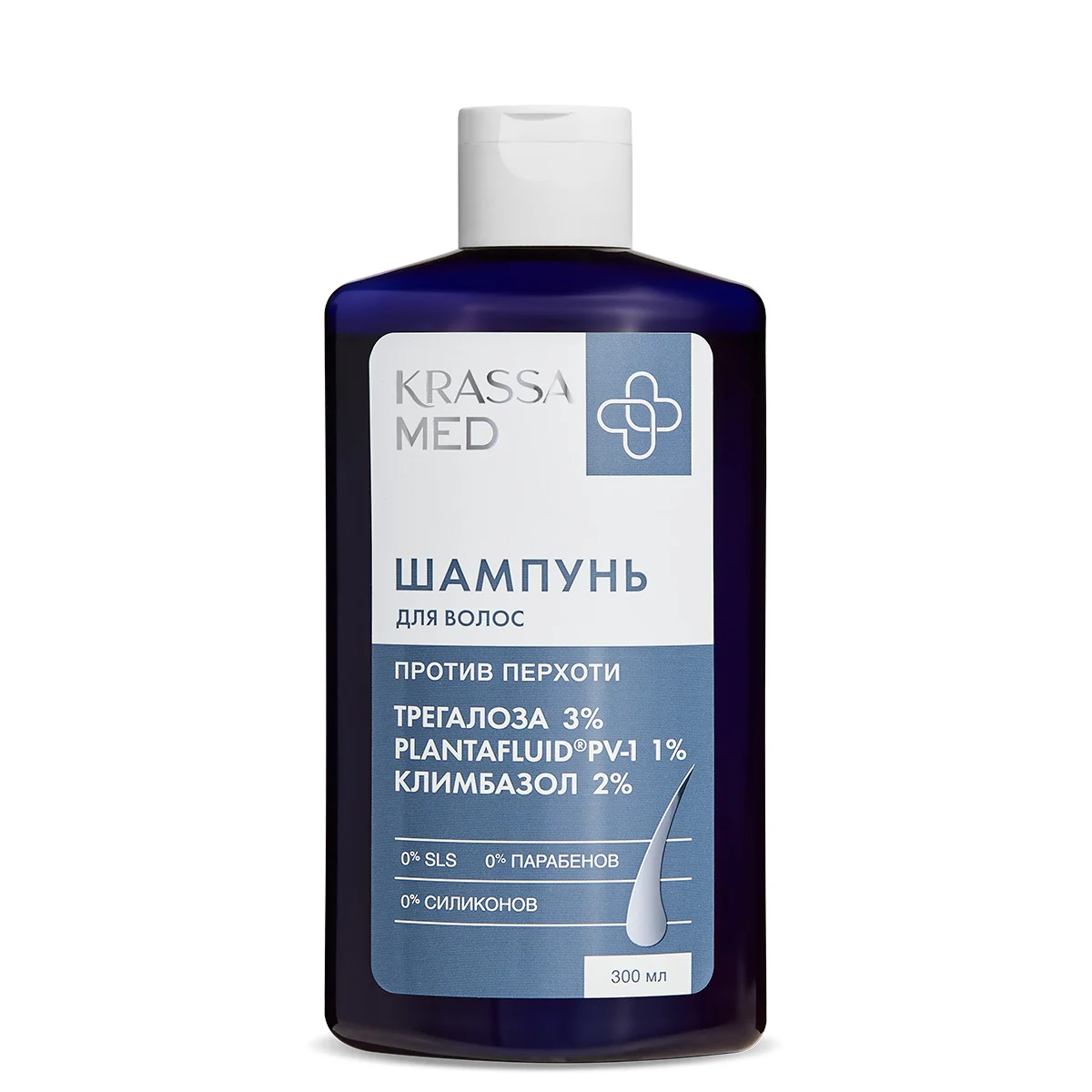 Krassa Med Шампунь для волос против перхоти, шампунь, 300 мл, 1 шт, климбазол + трегалоза фото