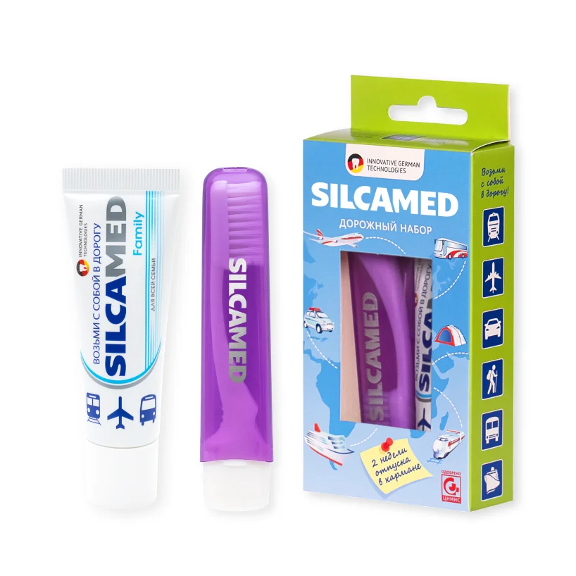 Silcamed Набор дорожный, набор, 1 шт, зубная паста 30 г + щетка в футляре фото