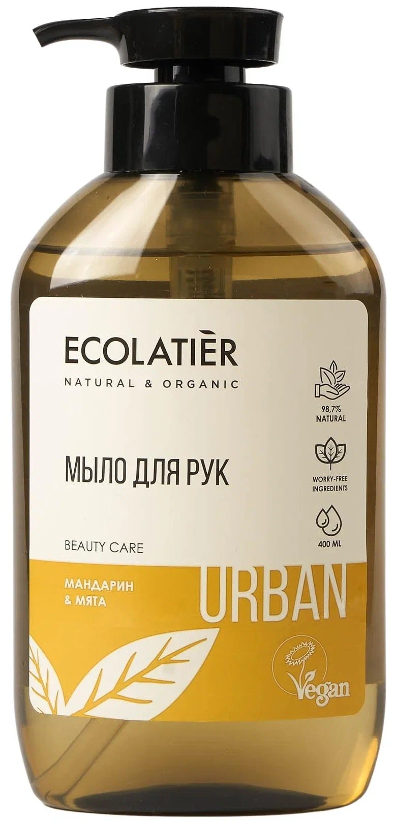 Ecolatier Urban Мыло жидкое для рук, мыло жидкое, 400 мл, 1 шт, мандарин + мята фото