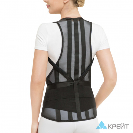 Крейт Корсет ортопедический грудопоясничный, рост 3, р. 5, 1 шт, черный, Б-506 4 металлических ребра жесткости фото