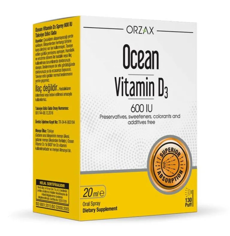 Orzax Ocean Витамин D3, 600 МЕ, спрей, 20 мл, 1 шт. фото