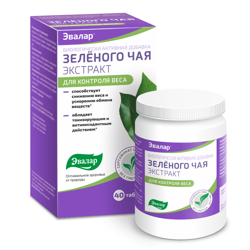 Эвалар Зеленого чая экстракт, 400 мг, таблетки, 40 шт. фото