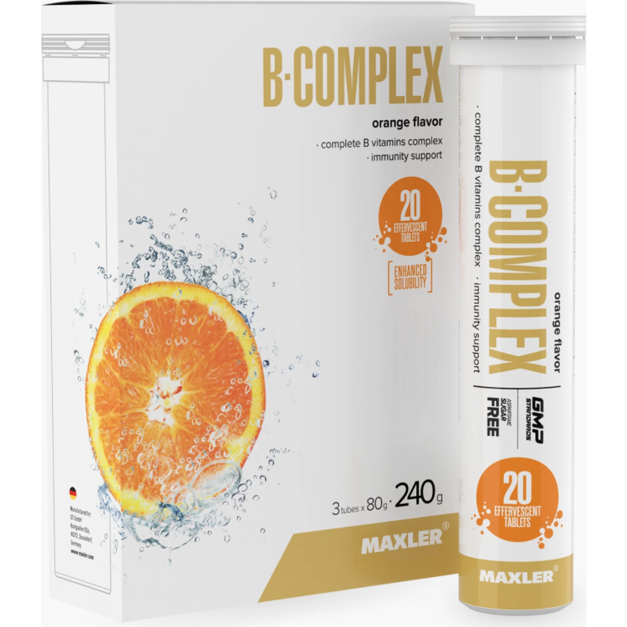 Maxler B-Комплекс, таблетки шипучие, 60 шт, апельсин, 3 тубы по 20 шт фото
