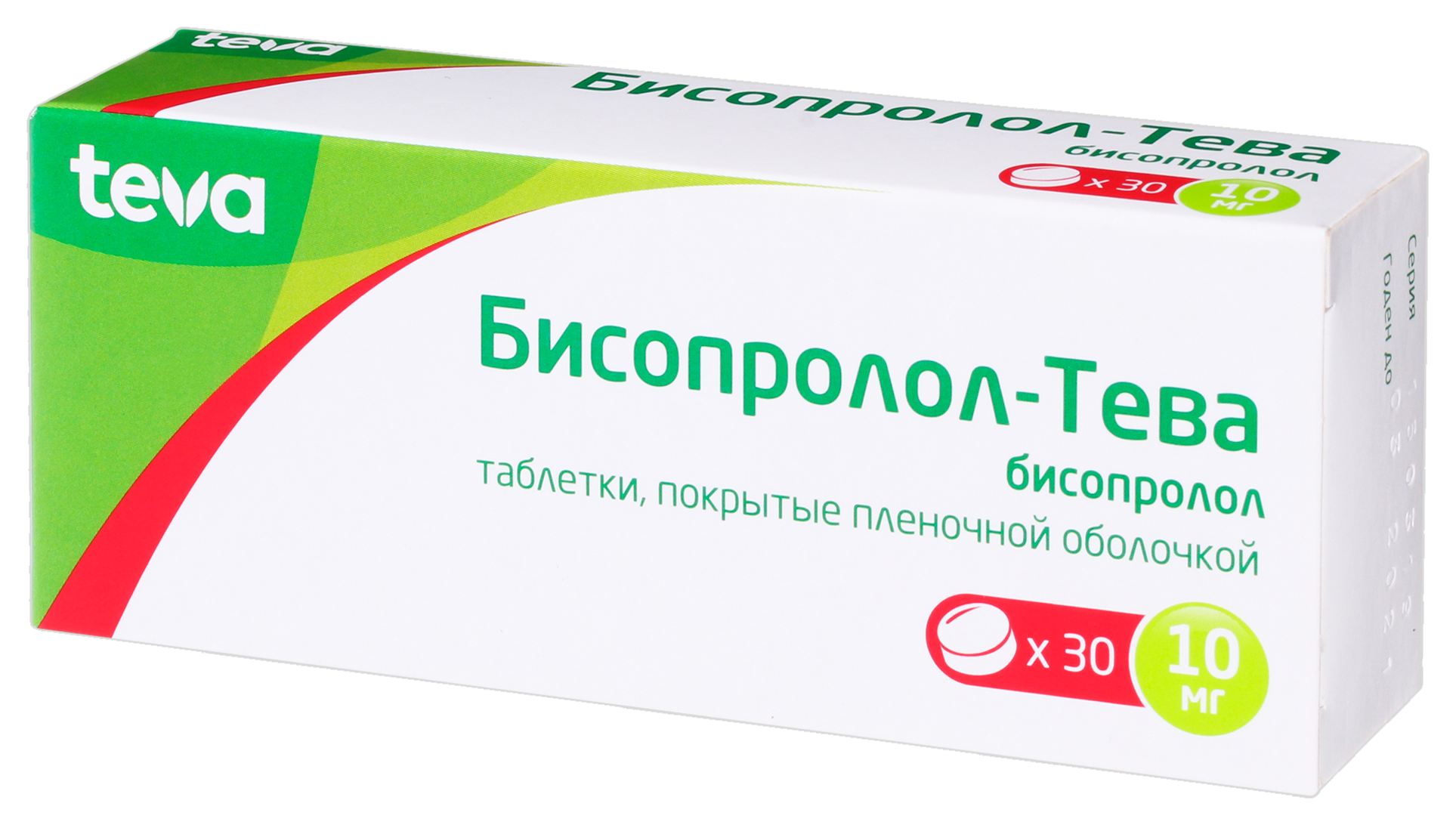 Бисопролол-Тева, 10 мг, таблетки, покрытые пленочной оболочкой, 30 шт. фото