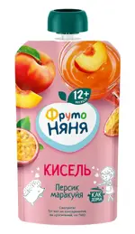Фрутоняня кисель, 12+ мес, кисель, 130 г, 1 шт, персик + маракуйя фото