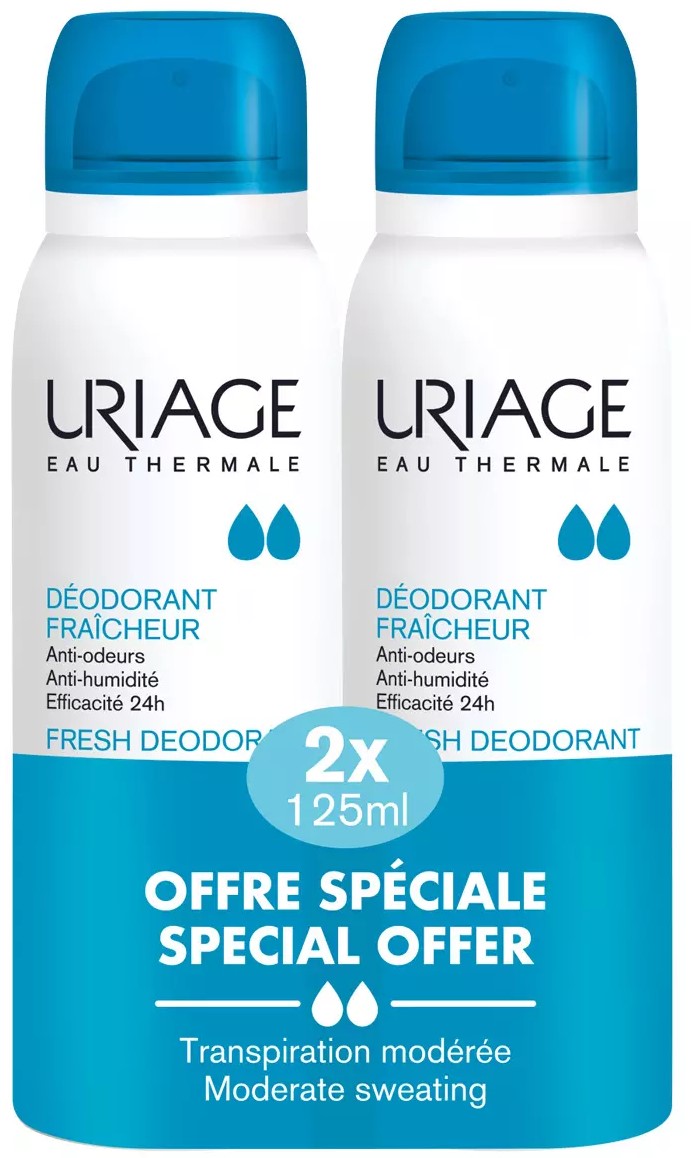 Uriage Дезодорант-спрей освежающий с квасцовым камнем, спрей, 125 мл, 2 шт, для чувствительной кожи фото