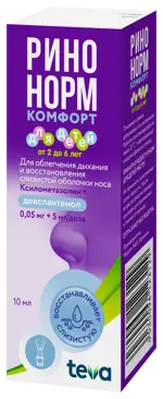 Ринонорм Комфорт, 0.05 мг+5 мг/доза, спрей назальный дозированный (для детей), 10 мл, 1 шт. фото