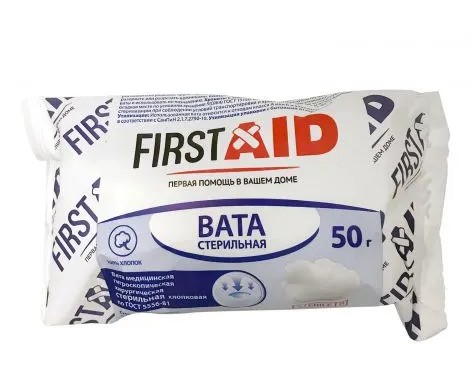 Ферстэйд Вата медицинская хирургическая стерильная, вата стерильная, 50 г, 1 шт. фото