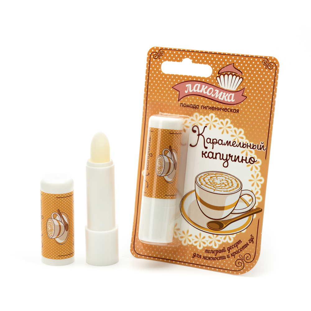 Лакомка Помада гигиеническая детская, помада, 2.8 г, 1 шт, карамельный капучино фото